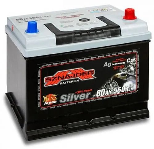 Фото Аккумулятор SZNAJDER Silver 80 Ач, 560 А, 12 v, Обратная R+ (0), JIS D26, B13