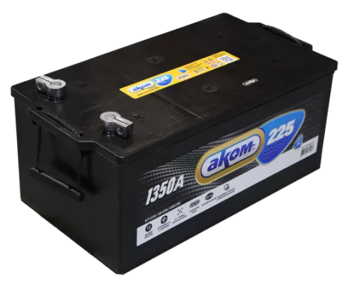 Аккумулятор AKOM 225 Ач, 1350 А, 12 v, Обратная L+ (3) euro, D6 (С), под болт, B00 фото