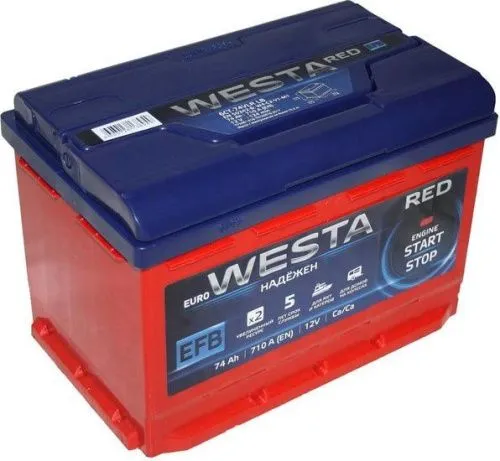 Фото Аккумулятор WESTA Red EFB 74 Ач, 710 А, 12 v, Обратная R+ (0), DIN LB3, B13
