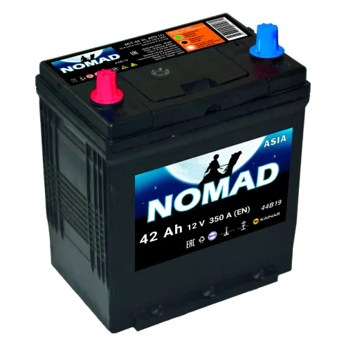 Фото Аккумулятор NOMAD 42 Ач, 350 А, 12 v, Прямая L+ (1), JIS B19, B00