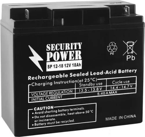 Аккумулятор SECURITY POWER AGM 18 Ач, 12 v, Обратная R+ (0) фото