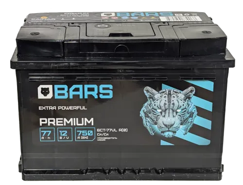 Фото Аккумулятор BARS Premium 77 Ач, 750 А, 12 v, Обратная R+ (0), DIN L3, B13