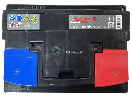 Фото Аккумулятор ALFA Hybrid 65 Ач, 590 А, 12 v, Обратная R+ (0), DIN L2, B13