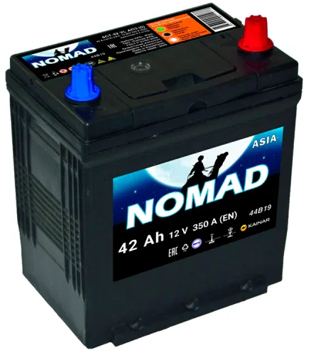 Фото Аккумулятор NOMAD 42 Ач, 350 А, 12 v, Обратная R+ (0), JIS B19, B00