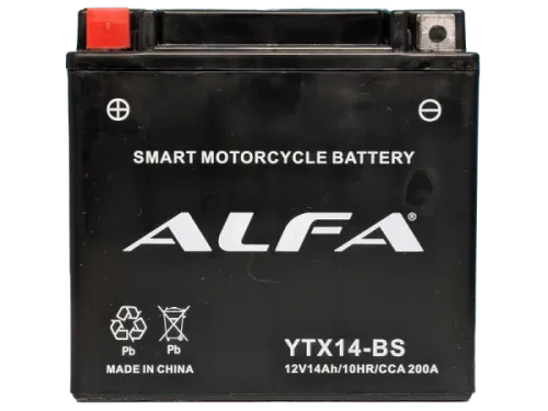 Аккумулятор ALFA YTX14-BS MF AGM 14 Ач, 200 А, 12 v, Прямая L+ (1) фото
