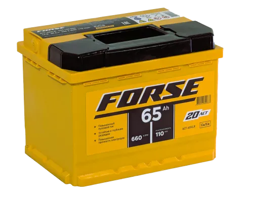 Фото Аккумулятор FORSE 65 Ач, 660 А, 12 v, Обратная R+ (0), DIN L2, B13