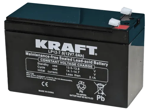 Аккумулятор KRAFT UPS AGM 7 Ач, 12 v, Прямая L+ (1) фото