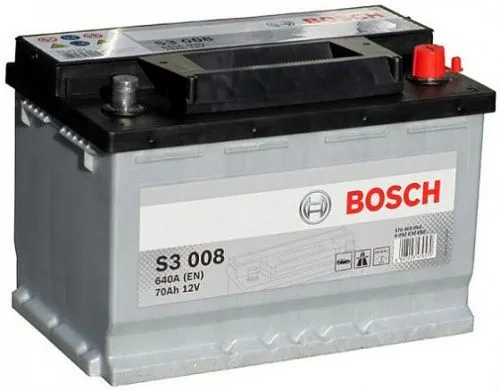 Фото Аккумулятор BOSCH S3 70 Ач, 640 А, 12 v, Обратная R+ (0), DIN L3, B13