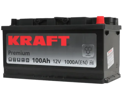Фото Аккумулятор KRAFT Premium 100 Ач, 1000 А, 12 v, Обратная R+ (0), DIN L5, B13
