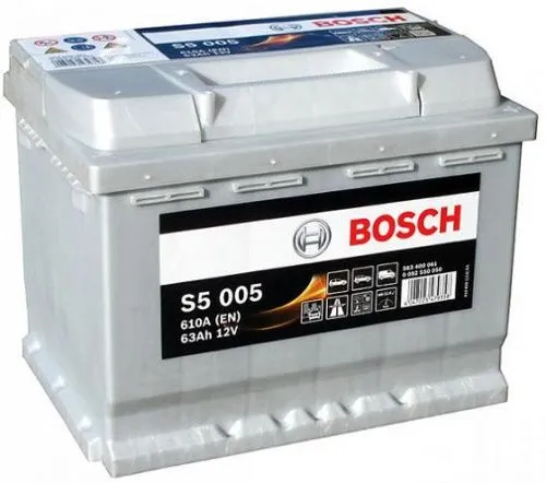 Фото Аккумулятор BOSCH S5 63 Ач, 610 А, 12 v, Обратная R+ (0), DIN L2, B13