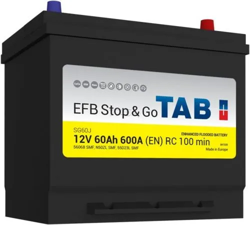 Фото Аккумулятор TAB Stop&Go EFB 60 Ач, 600 А, 12 v, Обратная R+ (0), JIS D23, B00