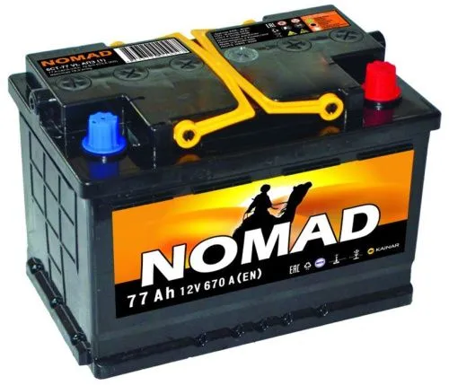 Фото Аккумулятор NOMAD 77 Ач, 670 А, 12 v, Обратная R+ (0), DIN L3, B13
