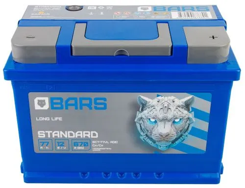 Фото Аккумулятор BARS 77 Ач, 670 А, 12 v, Обратная R+ (0), DIN L3, B13