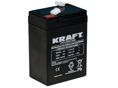 Аккумулятор KRAFT UPS AGM 4.5 Ач, 6 v, Прямая L+ (1) фото