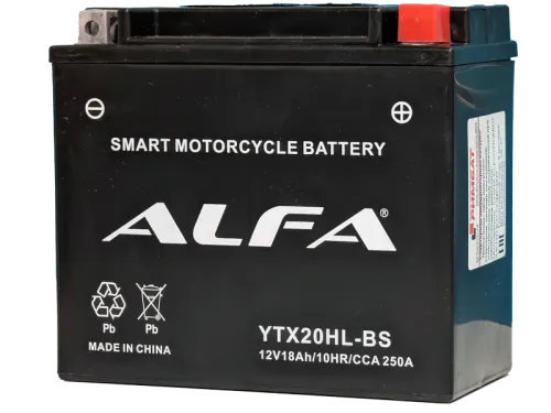 Аккумулятор ALFA YTX20HL-BS AGM 18 Ач, 250 А, 12 v, Обратная R+ (0) фото