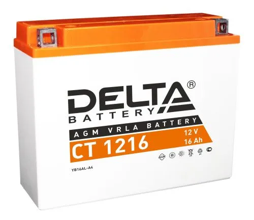 Аккумулятор DELTA CT 1216 YB16AL-A2 AGM 16 Ач, 200 А, 12 v, Обратная R+ (0) фото