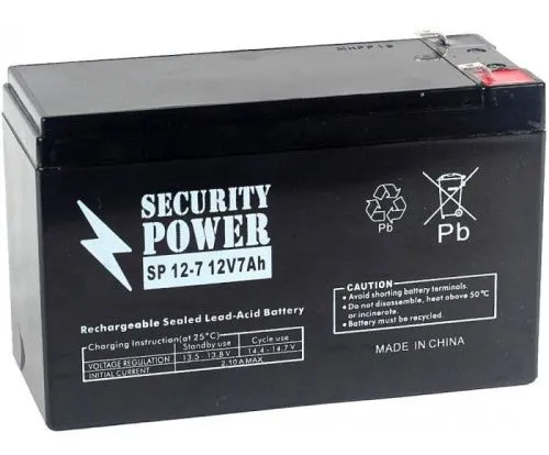 Аккумулятор SECURITY POWER AGM 7 Ач, 12 v, Прямая L+ (1) фото