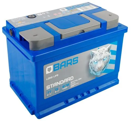 Фото Аккумулятор BARS 77 Ач, 670 А, 12 v, Обратная R+ (0), DIN L3, B13