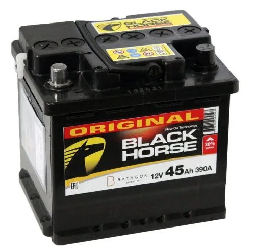 Фото Аккумулятор Black Horse 45 Ач, 390 А, 12 v, Обратная R+ (0), DIN L1, B13