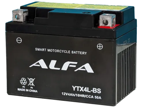 Аккумулятор ALFA YTX4L-BS AGM 4 Ач, 50 А, 12 v, Обратная R+ (0) фото