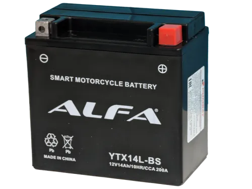 Аккумулятор ALFA YTX14L-BS AGM 14 Ач, 200 А, 12 v, Обратная R+ (0) фото