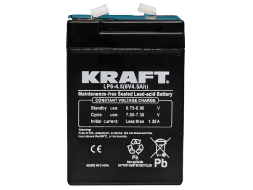Аккумулятор KRAFT UPS AGM 4.5 Ач, 6 v, Прямая L+ (1) фото