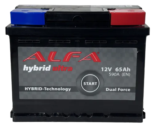 Фото Аккумулятор ALFA Hybrid 65 Ач, 590 А, 12 v, Обратная R+ (0), DIN L2, B13