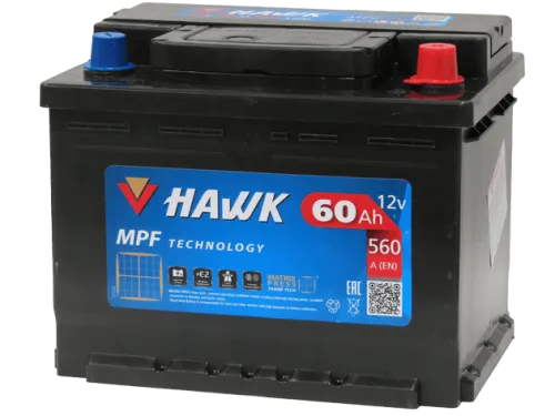 Фото Аккумулятор HAWK 60 Ач, 560 А, 12 v, Обратная R+ (0), DIN L2, B13