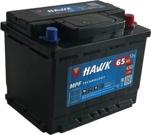 Фото Аккумулятор HAWK 65 Ач, 650 А, 12 v, Обратная R+ (0), DIN L2, B13