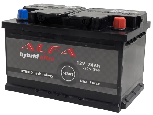 Фото Аккумулятор ALFA Hybrid 74 Ач, низк. 720 А, 12 v, Обратная R+ (0), DIN LB3, B13