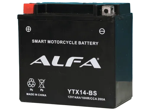 Аккумулятор ALFA YTX14-BS MF AGM 14 Ач, 200 А, 12 v, Прямая L+ (1) фото