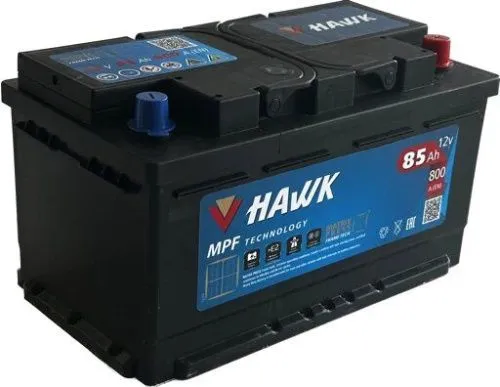 Фото Аккумулятор HAWK 85 Ач, 800 А, 12 v, Обратная R+ (0), DIN LB4, B13