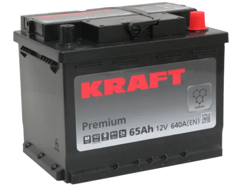 Фото Аккумулятор KRAFT Premium 65 Ач, 640 А, 12 v, Обратная R+ (0), DIN L2, B13