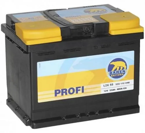 Фото Аккумулятор BAREN Profi 55 Ач, 480 А, 12 v, Обратная R+ (0), DIN L2, B13