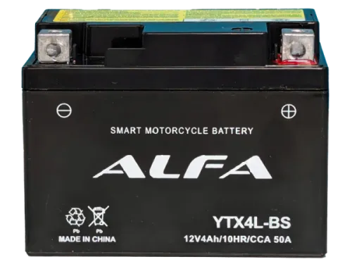 Аккумулятор ALFA YTX4L-BS AGM 4 Ач, 50 А, 12 v, Обратная R+ (0) фото
