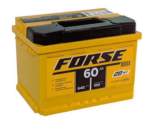 Фото Аккумулятор FORSE 60 Ач низк, 640 А, 12 v, Обратная R+ (0), DIN LB2, B13