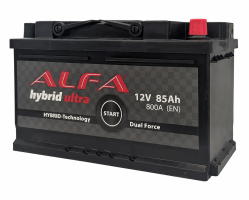 Аккумулятор ALFA Hybrid 85 Ач, 800 А, 12 v, Обратная R+ (0), DIN LB4, B13