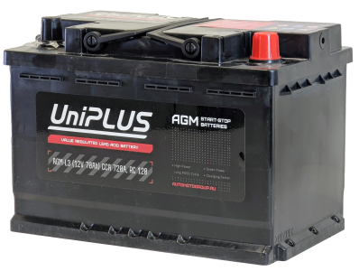 Аккумулятор UniPLUS AGM 70 Ач, 760 А, 12 v, Обратная R+ (0), DIN L3, B13