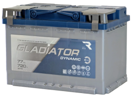 Аккумулятор GLADIATOR Dynamic 77 Ач, 720 А, 12 v, Обратная R+ (0), DIN L3, B13