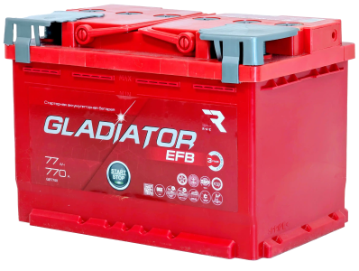 Аккумулятор GLADIATOR EFB 12v, 77Ah, 770A, R+(0), L3, B13