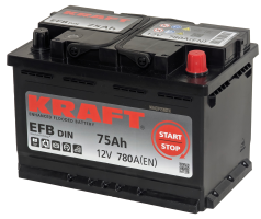 Аккумулятор KRAFT EFB 75 Ач, 780 А, 12 v, Обратная R+ (0), DIN L3