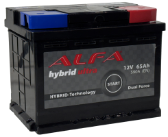 Аккумулятор ALFA Hybrid 65 Ач, 590 А, 12 v, Обратная R+ (0), DIN L2, B13