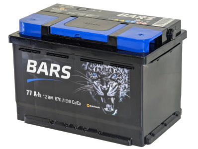 Аккумулятор BARS 77 Ач, 670 А, 12 v, Обратная R+ (0), DIN L3, B13