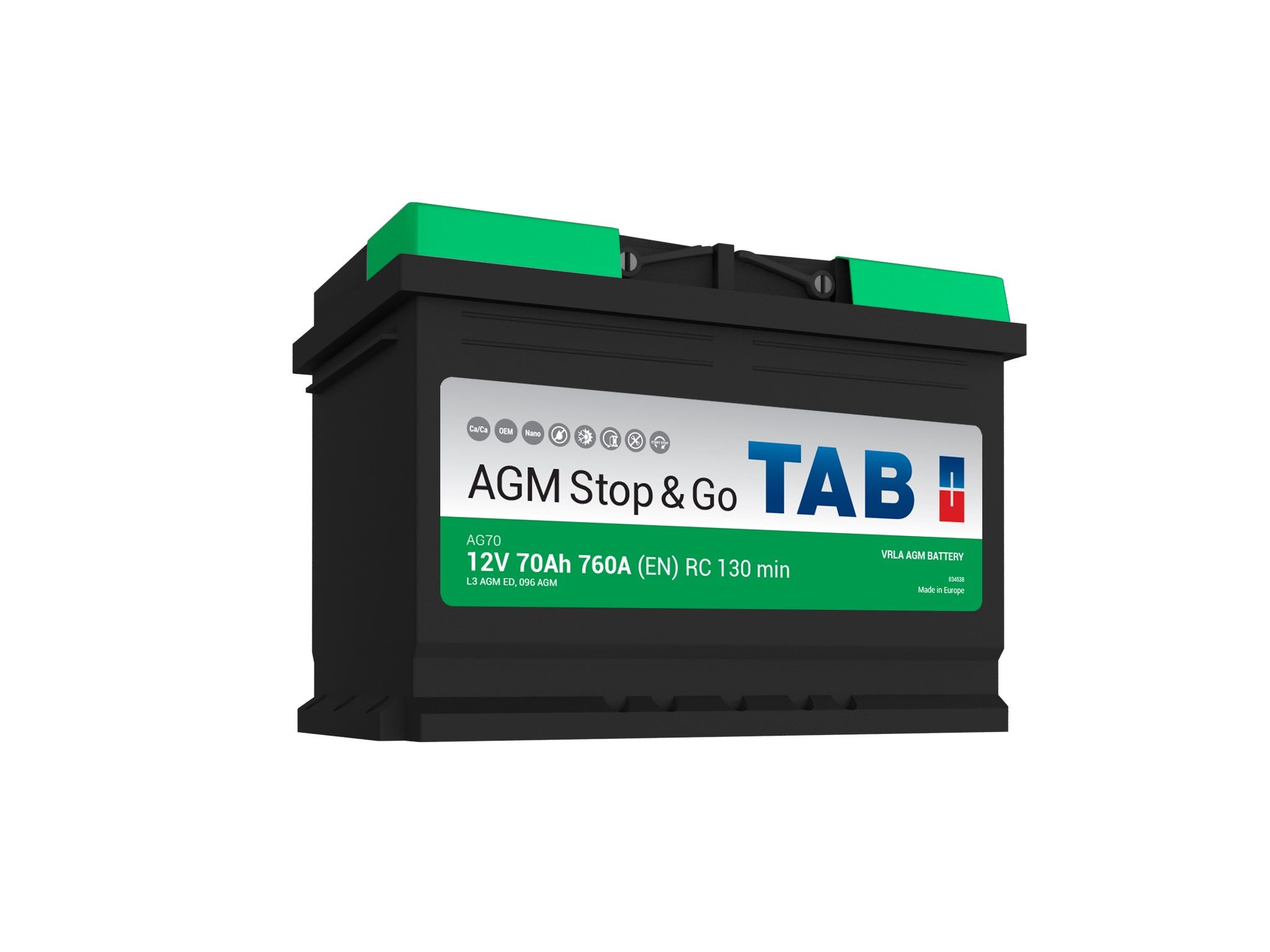 Аккумулятор TAB Stop&Go AGM 70 R+