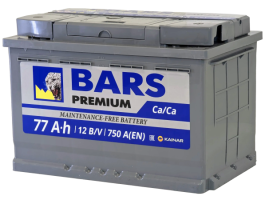 Аккумулятор BARS Premium 77 Ач, 750 А, 12 v, Обратная R+ (0), DIN L3, B13
