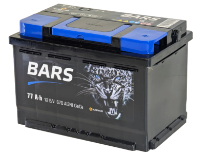 Аккумулятор BARS 77 Ач, 670 А, 12 v, Обратная R+ (0), DIN L3, B13