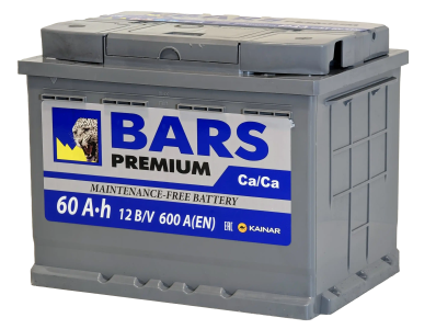 Аккумулятор BARS Premium 60 Ач, 600 А, 12 v, Обратная R+ (0), DIN L2, B13