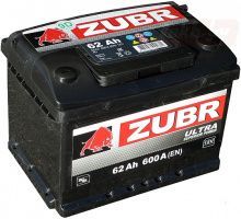Аккумулятор ZUBR Ultra 62 Ач, 600 А, 12 v, Обратная R+ (0), DIN LB2, B13