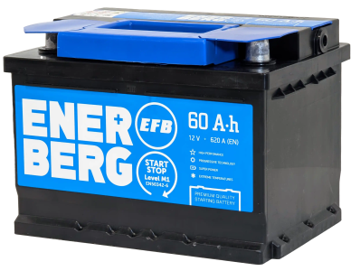 Аккумулятор ENERBERG EFB 60 Ач, 620 А, 12 v, Обратная R+ (0), DIN LB2, B13