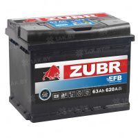 Аккумулятор ZUBR EFB 63 Ач, 620 А, 12 v, Прямая L+ (1), DIN L2, B13